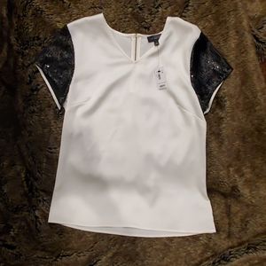 Limited Satin Shirt with Sparkly Short Sleeves